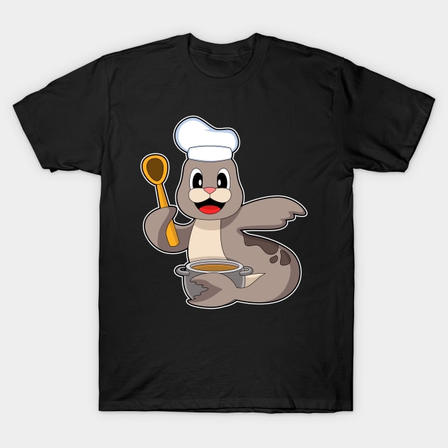 Seal Chef Cooking pot T-Shirt by Markus Schnabel